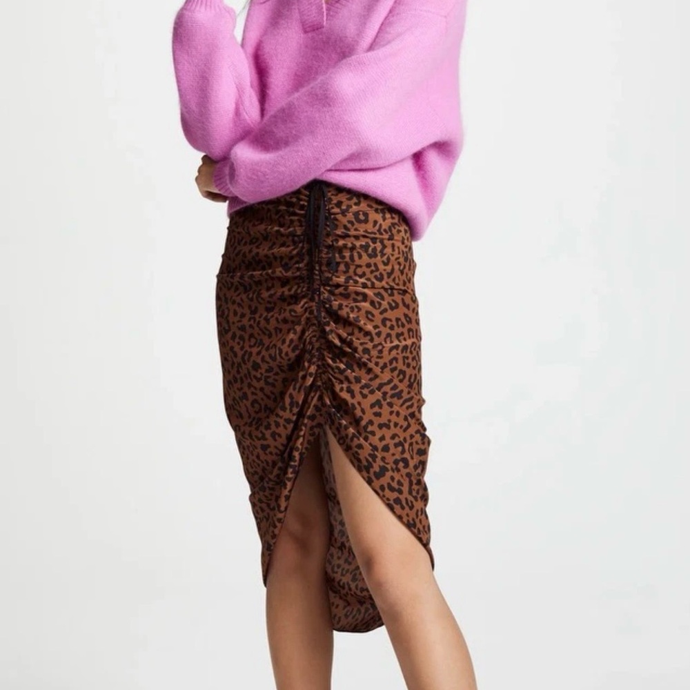 Diane Von Furstenberg Asymmetrical Leopard Skirt in Brown